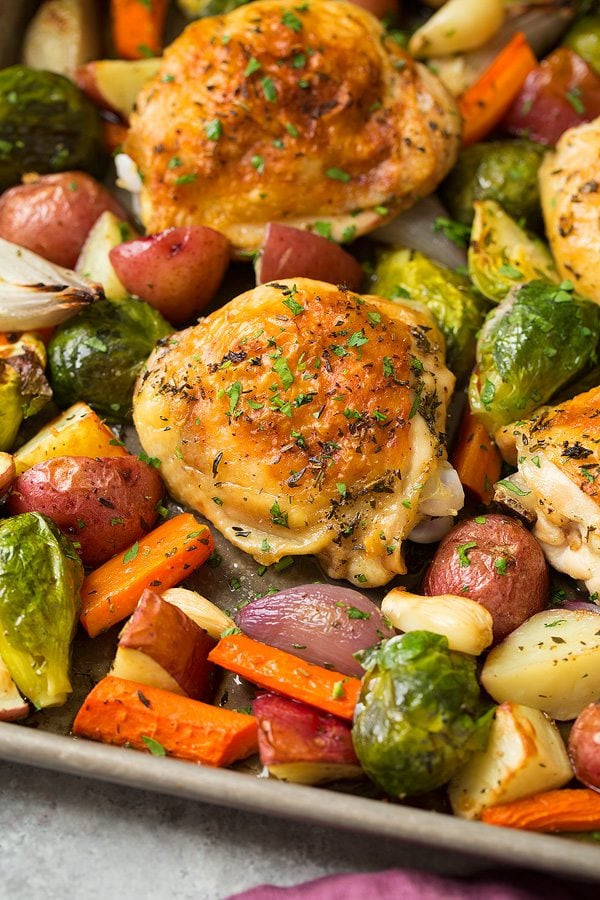 Chicken Thigh Sheet Pan Dinner
 Sheet Pan Roasted Chicken with Root Ve ables Cooking