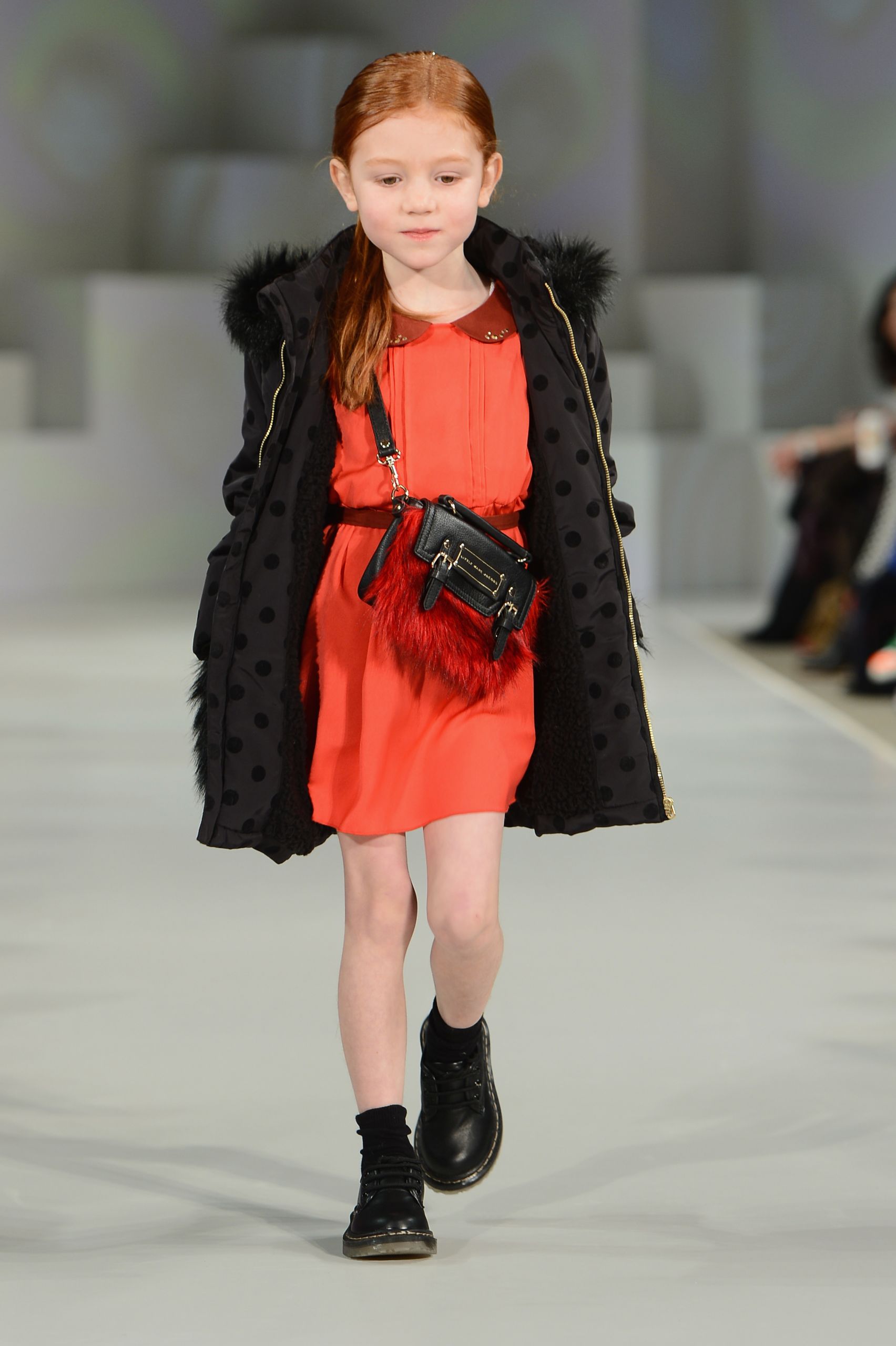 Children Fashion Model
 A model wearing Marni Look 6 AutumnWinter 13 walks the