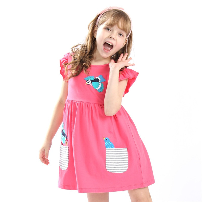 Children Fashion Model
 Applique animals baby dresses for 3 12years girls cotton