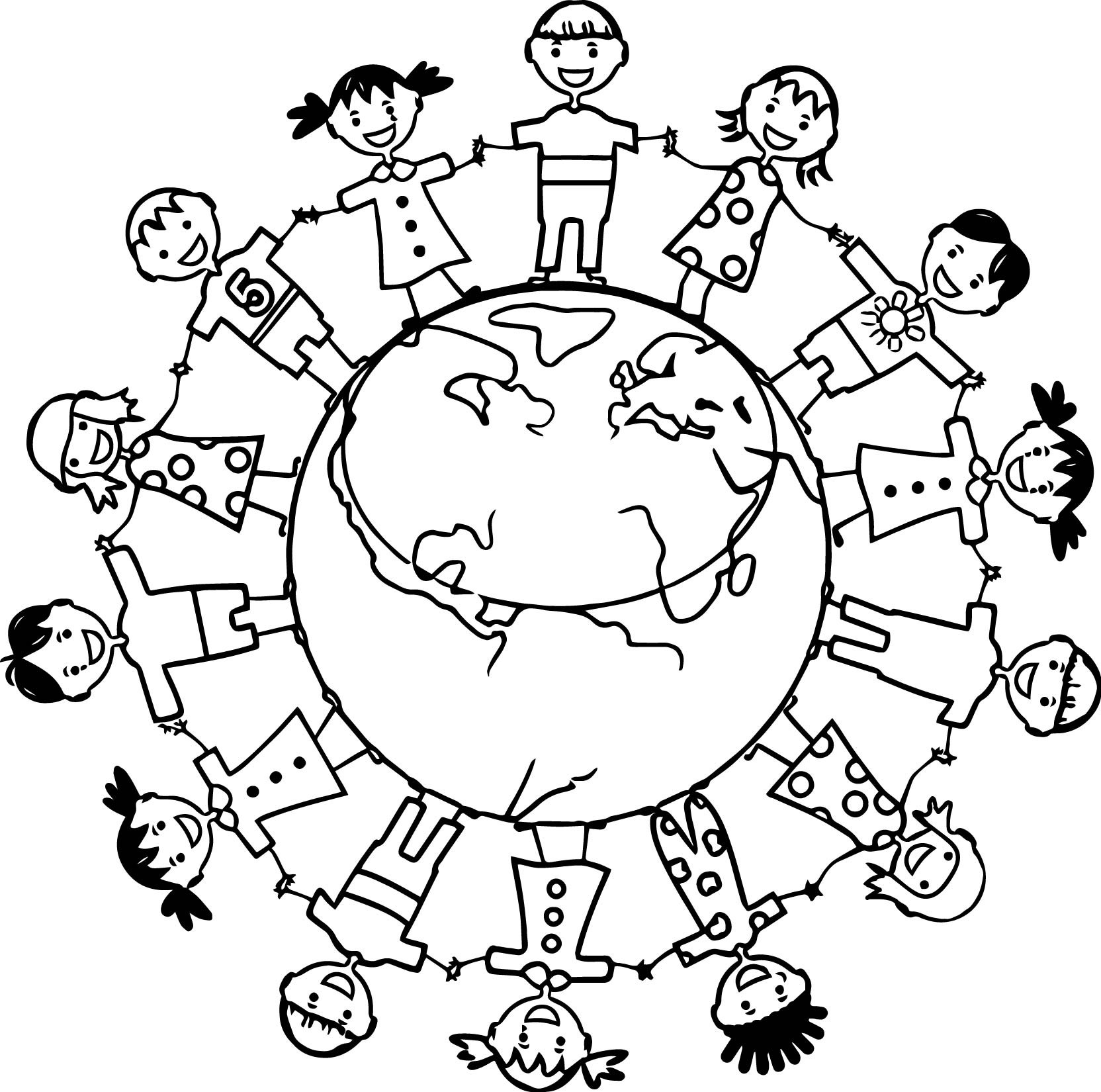 Children Of The World Coloring Pages
 Word Kids Earth Globe Coloring Page
