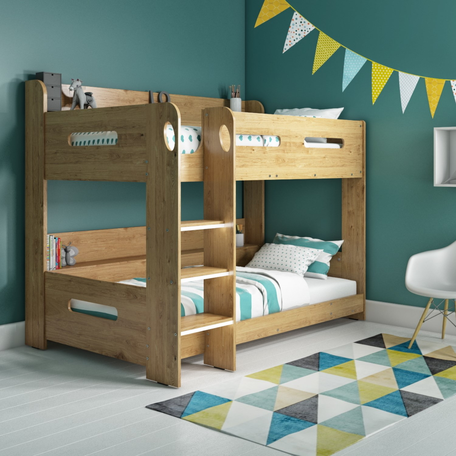 Childrens Loft Bed With Storage
 Modern Kids Oak Bunk Bed Storage Shelves