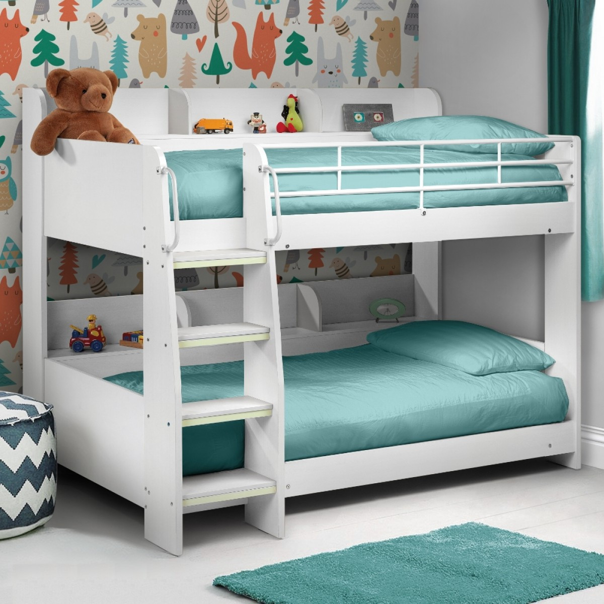 Childrens Loft Bed With Storage
 Julian Bowen Domino White Wooden Kids Bunk Bed