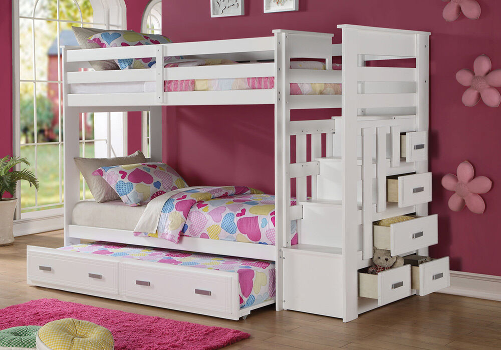Childrens Loft Bed With Storage
 Allentown Youth Kids Twin Bunk Bed Storage Stairway