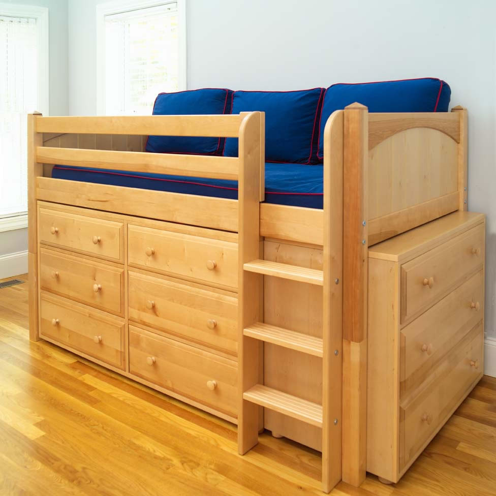 Childrens Loft Bed With Storage
 Maxtrix Kids Low Loft Bed with Two Dressers