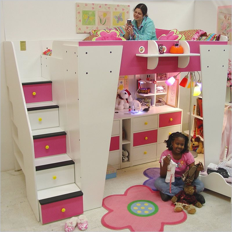 Childrens Loft Bed With Storage
 Berg Furniture Kid s Headquarters Loft Bed with Storage