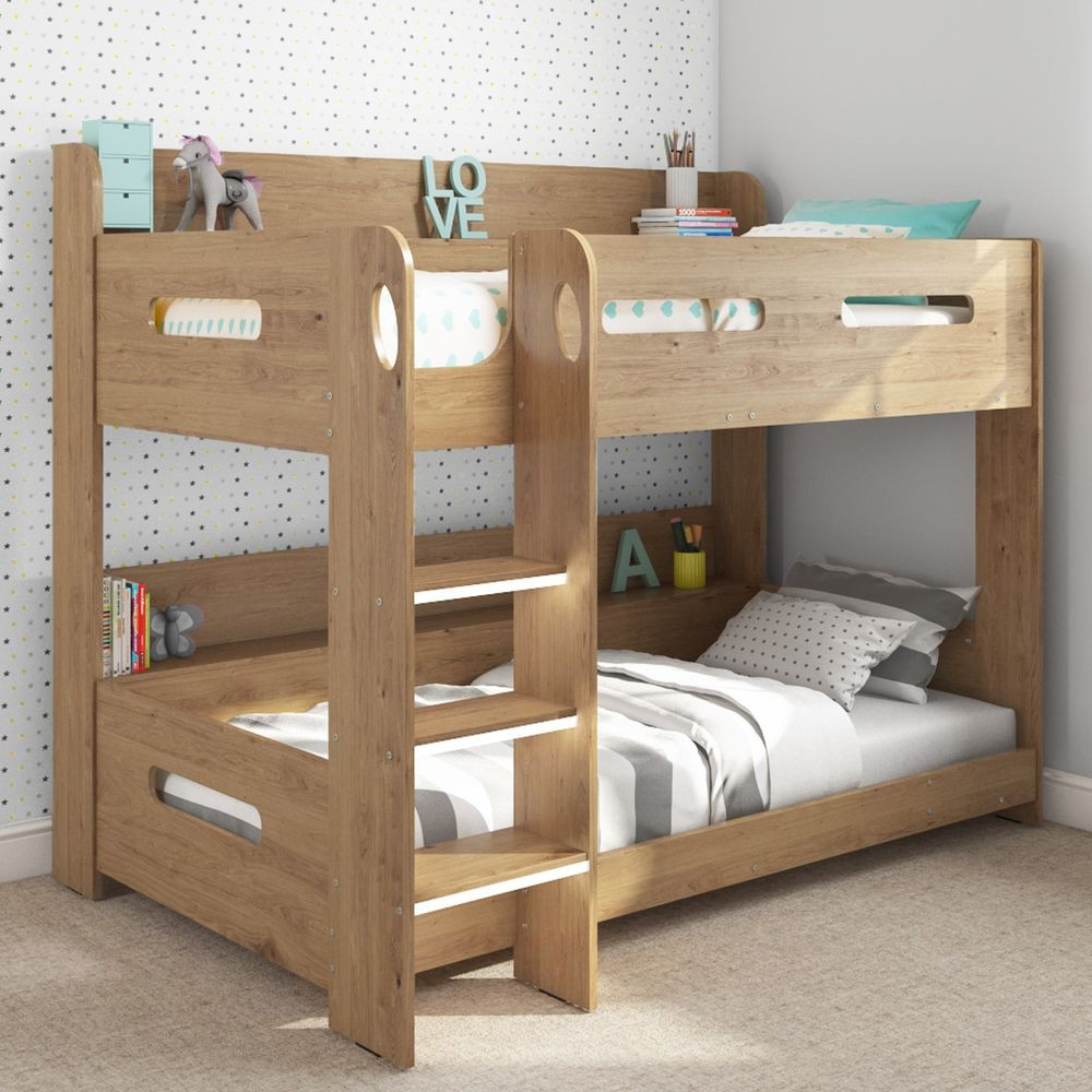 Childrens Loft Bed With Storage
 Modern Kids Oak Bunk Bed Storage Shelves