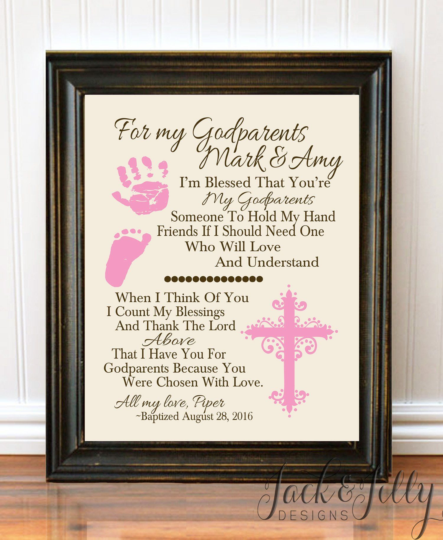 Christening Gift Ideas From Godmother
 PERSONALIZED GODPARENT PRINT Godparent Gift Godmother