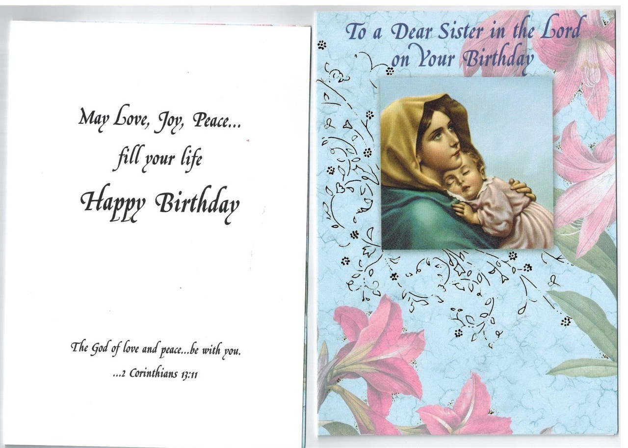 Christian Birthday Wishes For Sister
 Birthday greeting card for religious sister or nun