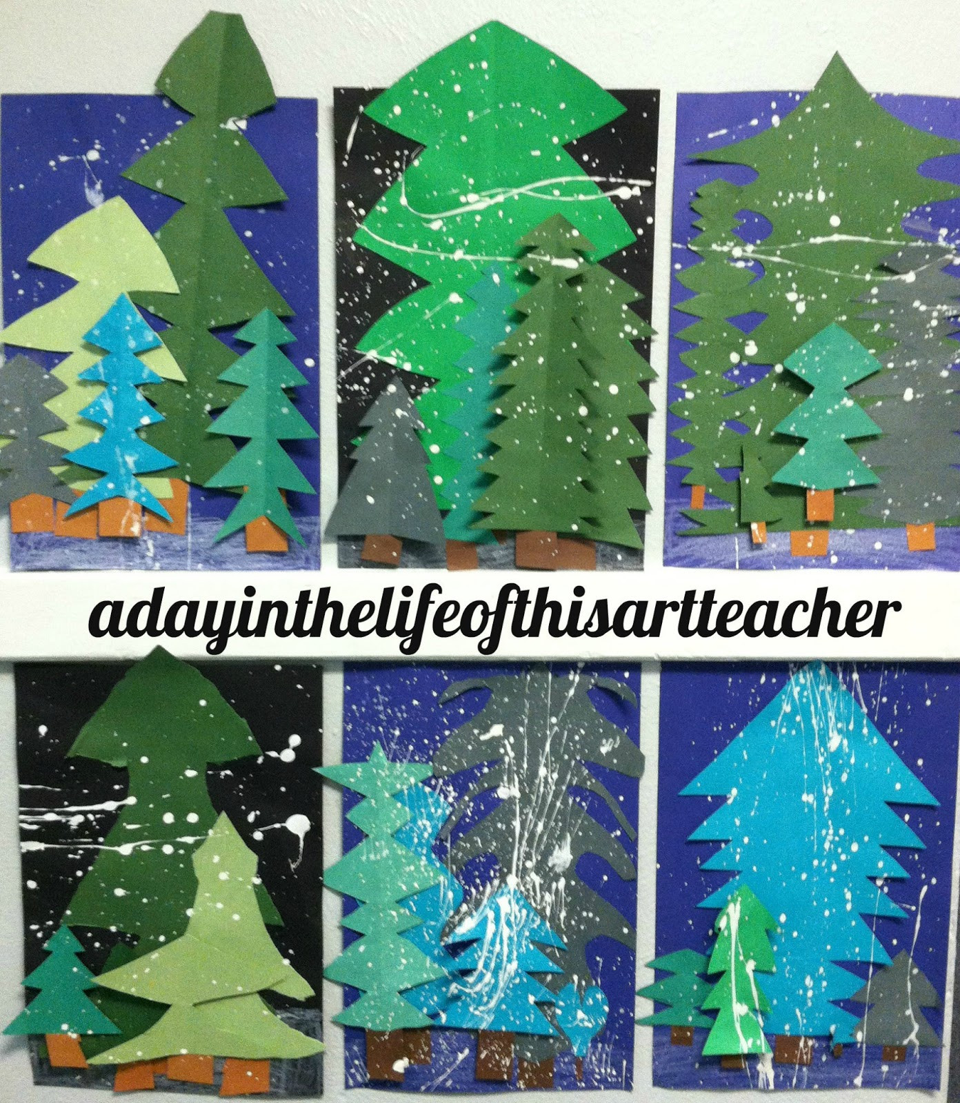 Christmas Art Ideas For Teachers
 Art with Mrs King Winter Pine Trees
