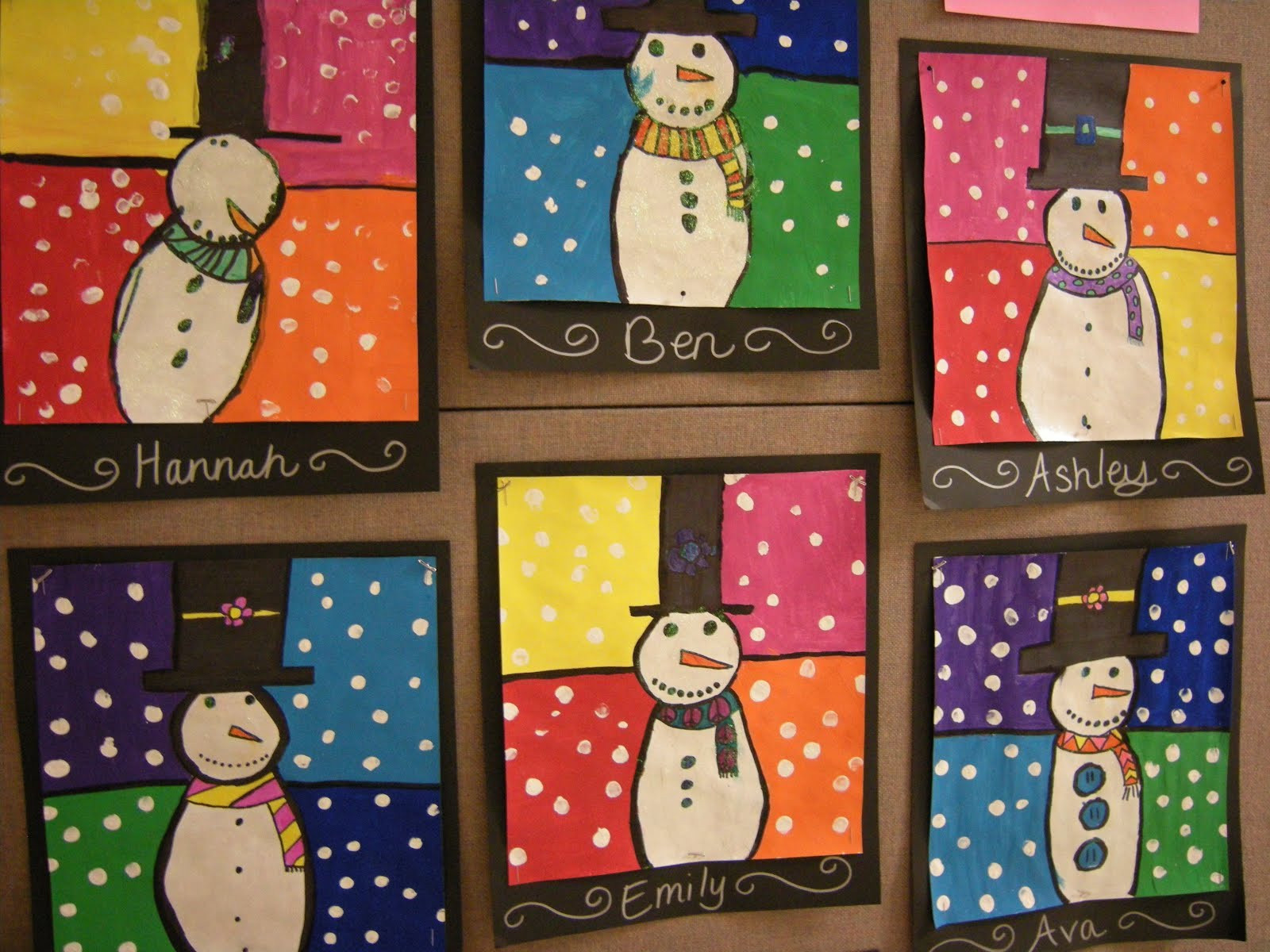 Christmas Art Ideas For Teachers
 Artolazzi Warm Cool Snowmen Paintings