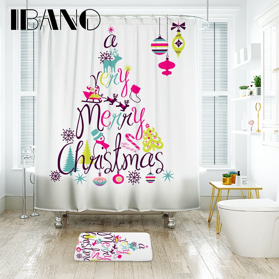 Christmas Bathroom Shower Curtains
 IBANO Christmas Shower Curtain Waterproof Polyester Fabric