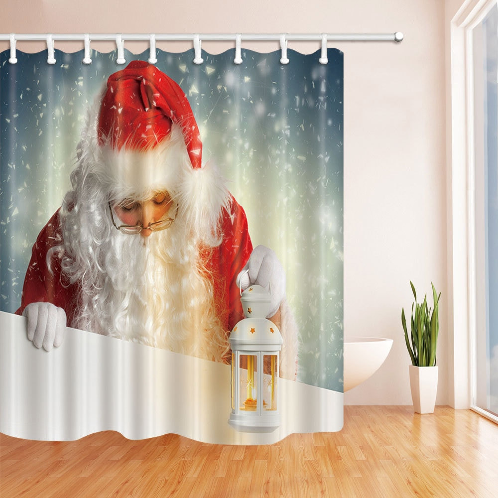 Christmas Bathroom Shower Curtains
 Merry Christmas Decor For Home Santa Claus Shower Curtain