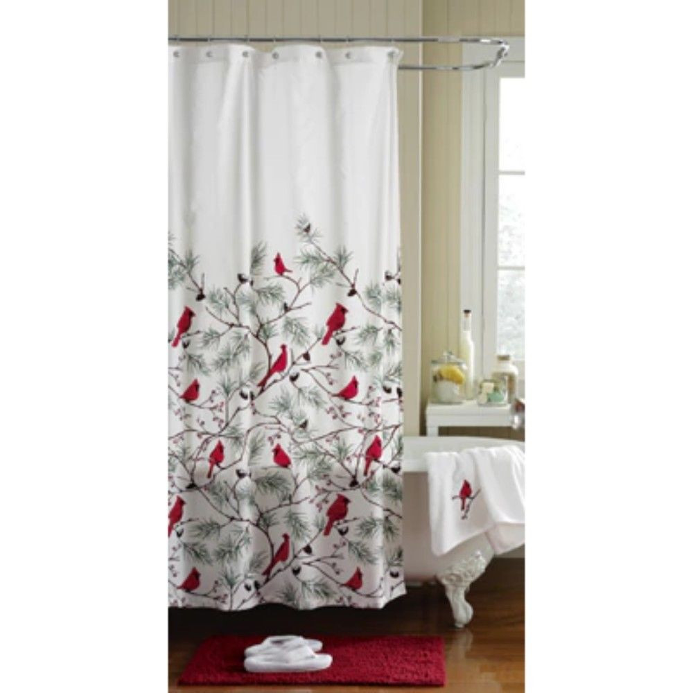 Christmas Bathroom Shower Curtains
 Winter Cardinals Christmas Bathroom Collection Shower