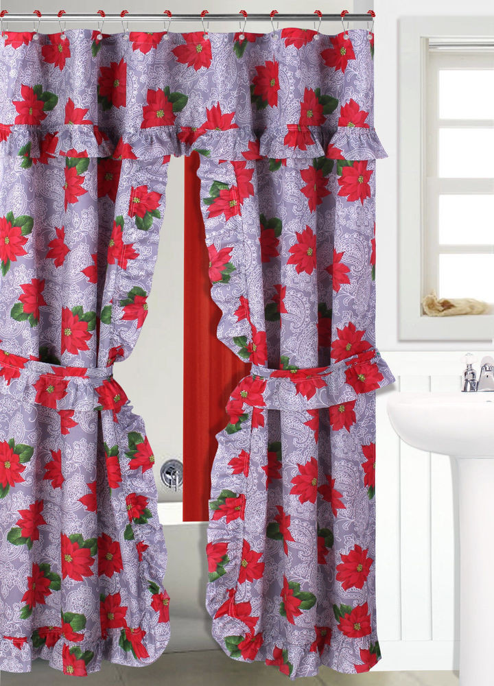 Christmas Bathroom Shower Curtains
 DOUBLE SWAG 9 CHRISTMAS HOLIDAY DESIGN BATHROOM BATH