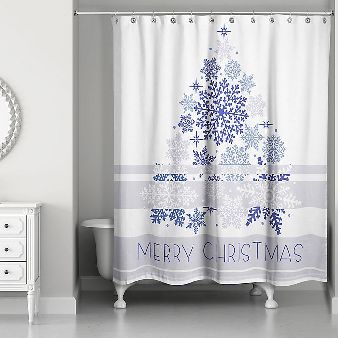 Christmas Bathroom Shower Curtains
 Elegant Blue Christmas Shower Curtain in White Blue