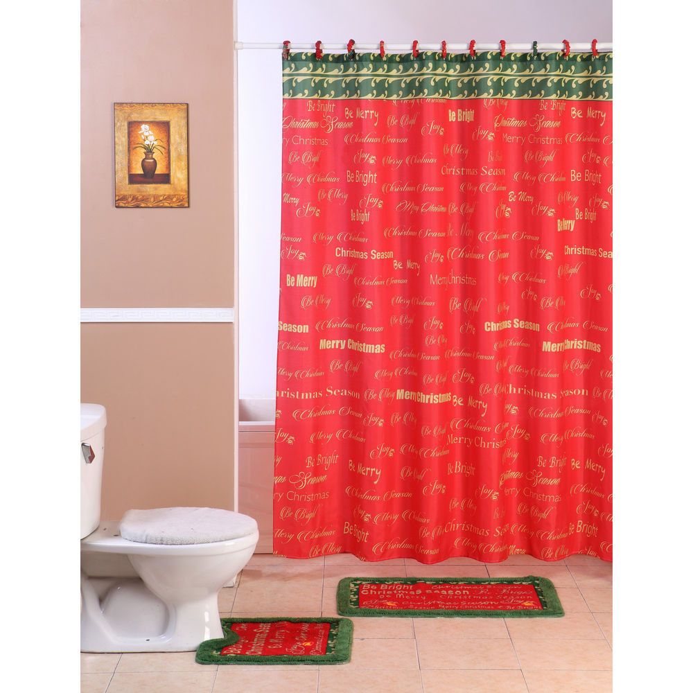 Christmas Bathroom Shower Curtains
 Festive Christmas Bathroom Set Fabric Shower Curtain