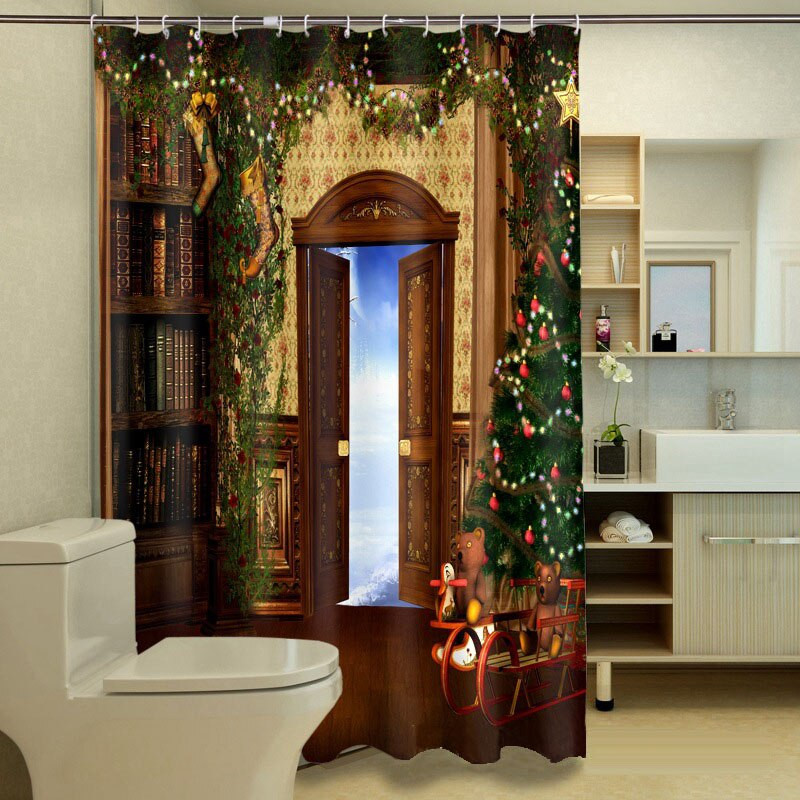 Christmas Bathroom Shower Curtains
 MYRU 3D Print Waterproof Christmas Shower Curtains Bath