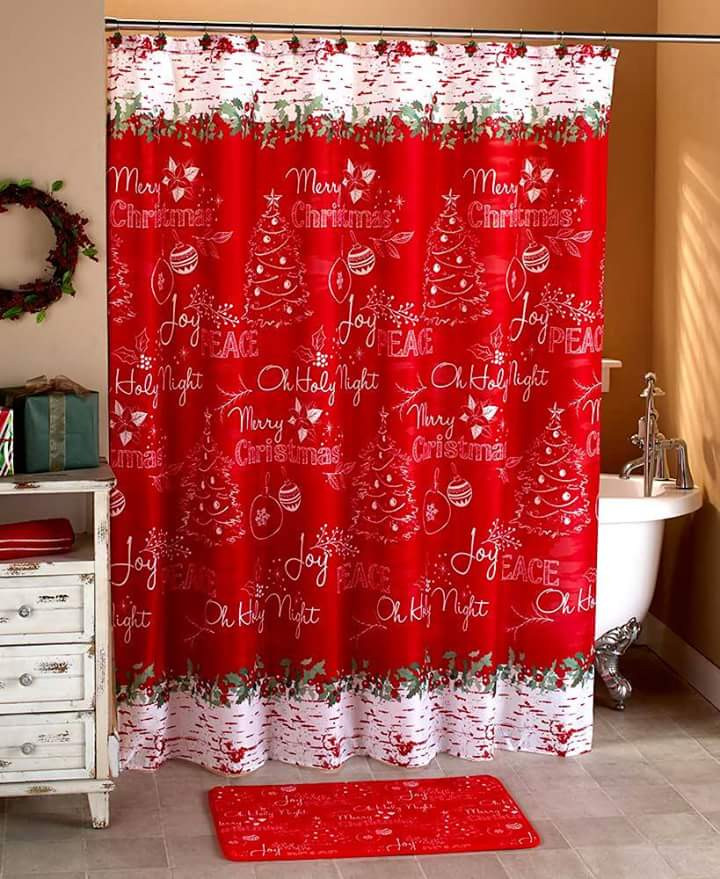 Christmas Bathroom Shower Curtains
 40 Out of The Box Christmas Bathroom Décor Ideas for a