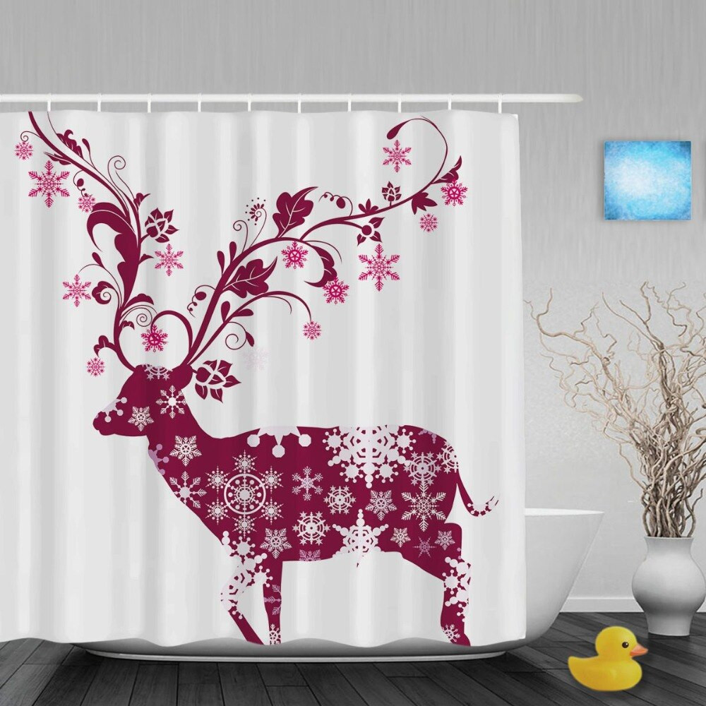 Christmas Bathroom Shower Curtains
 Christmas Lovely Deer Bathroom Shower Curtains Pink