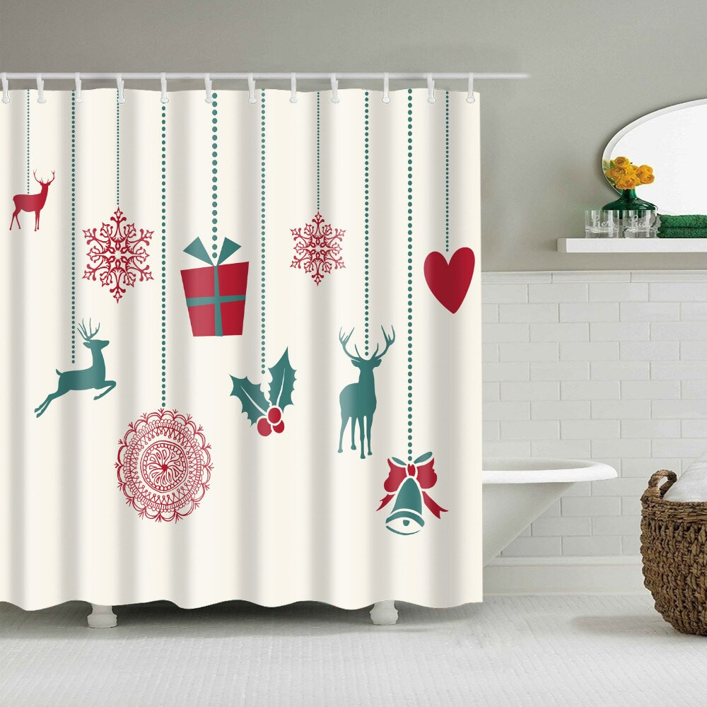Christmas Bathroom Shower Curtains
 Merry Christmas Printing Waterproof Polyester Shower