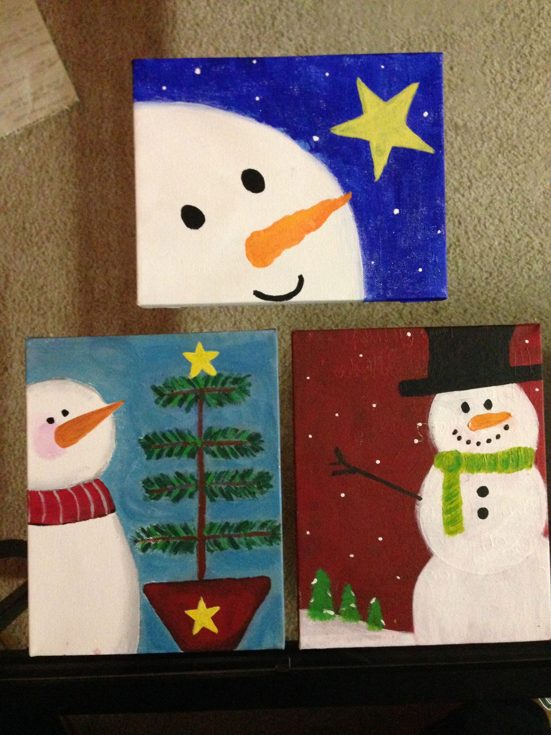 Christmas Canvas Painting Ideas
 Snowmen Paintings – A Dash Everything