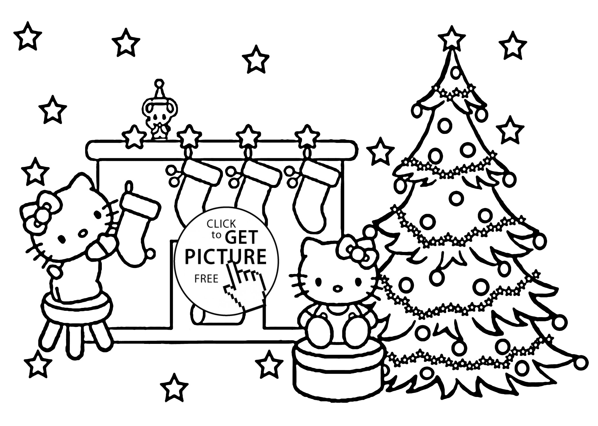 Christmas Coloring Pages For Girls
 Christmas Hello Kitty coloring pages for kids printable free