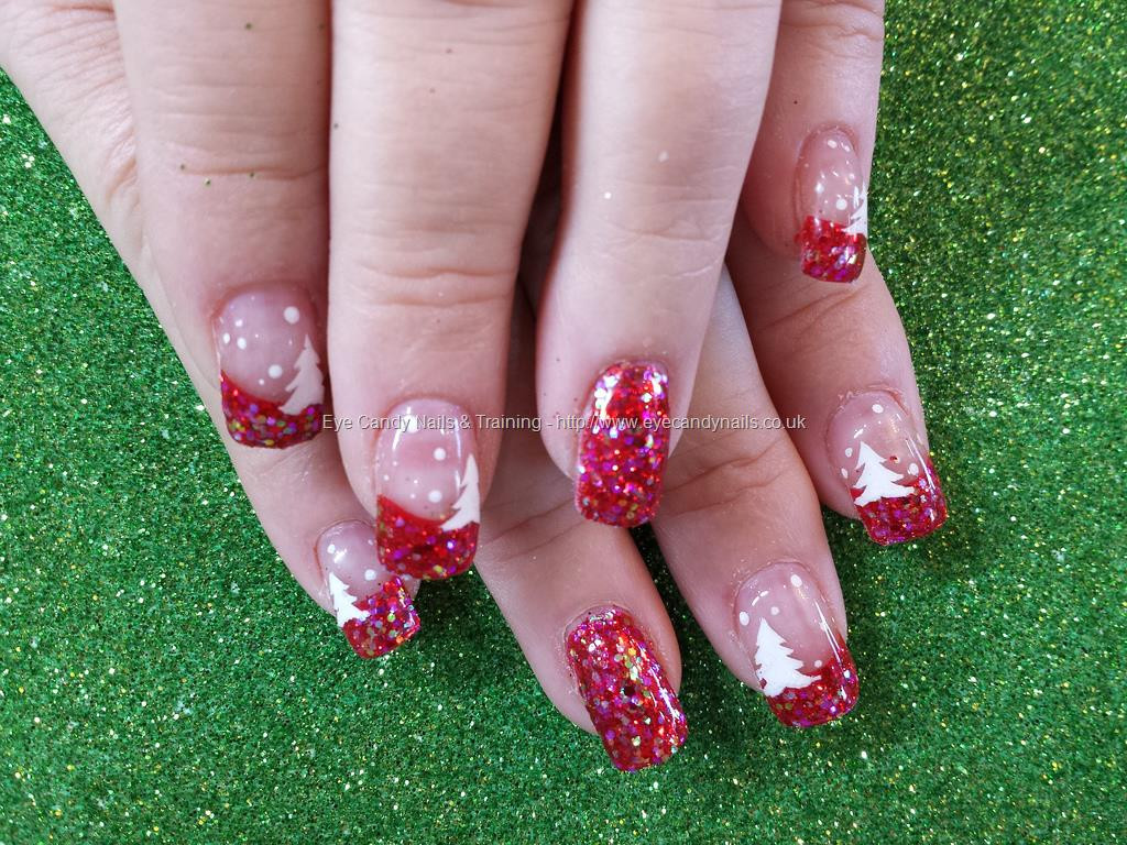Christmas Glitter Nails
 Eye Candy Nails & Training Red glitter with white