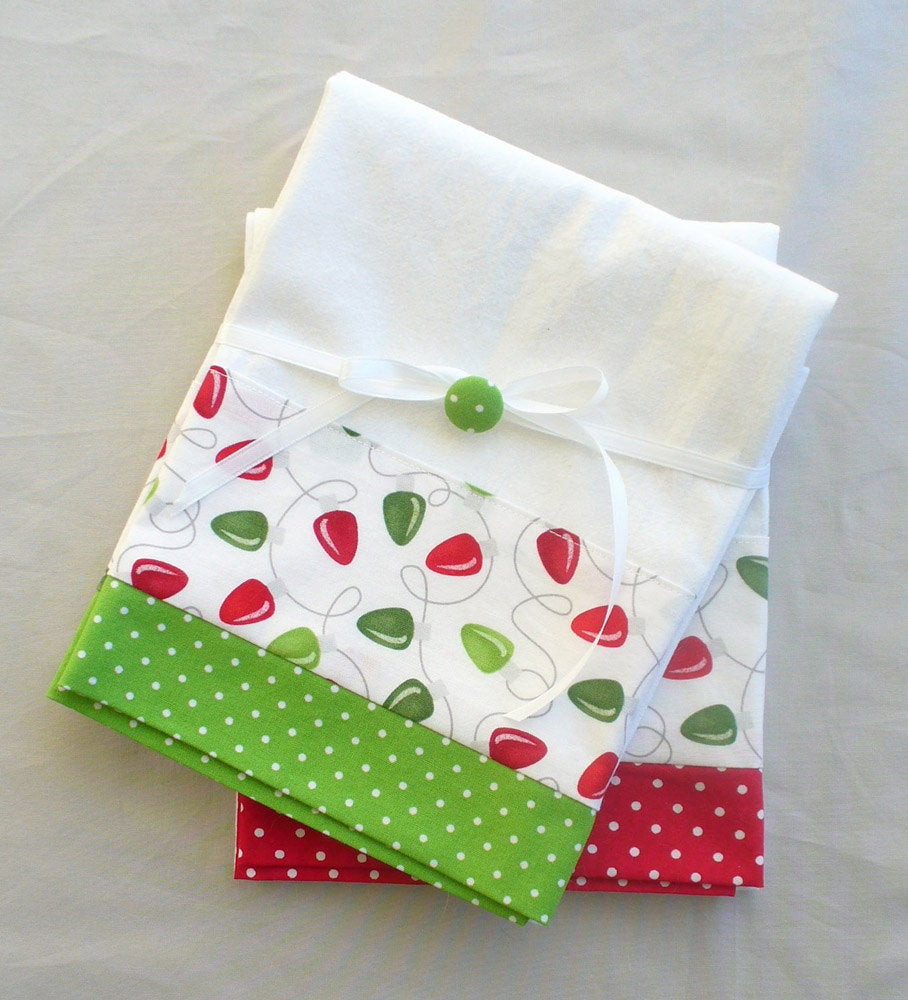 Christmas Kitchen Towels
 Kitchen towels Christmas lights in red and green cotton set