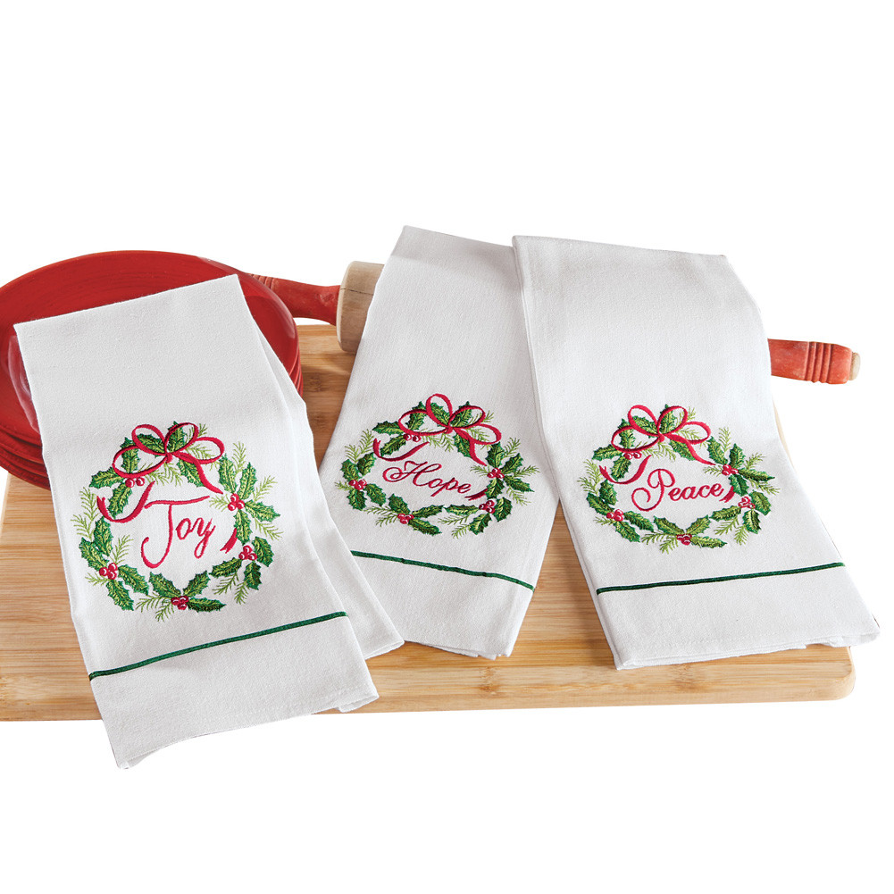 Christmas Kitchen Towels
 Joy Christmas Holiday Kitchen Towel Set Holly and