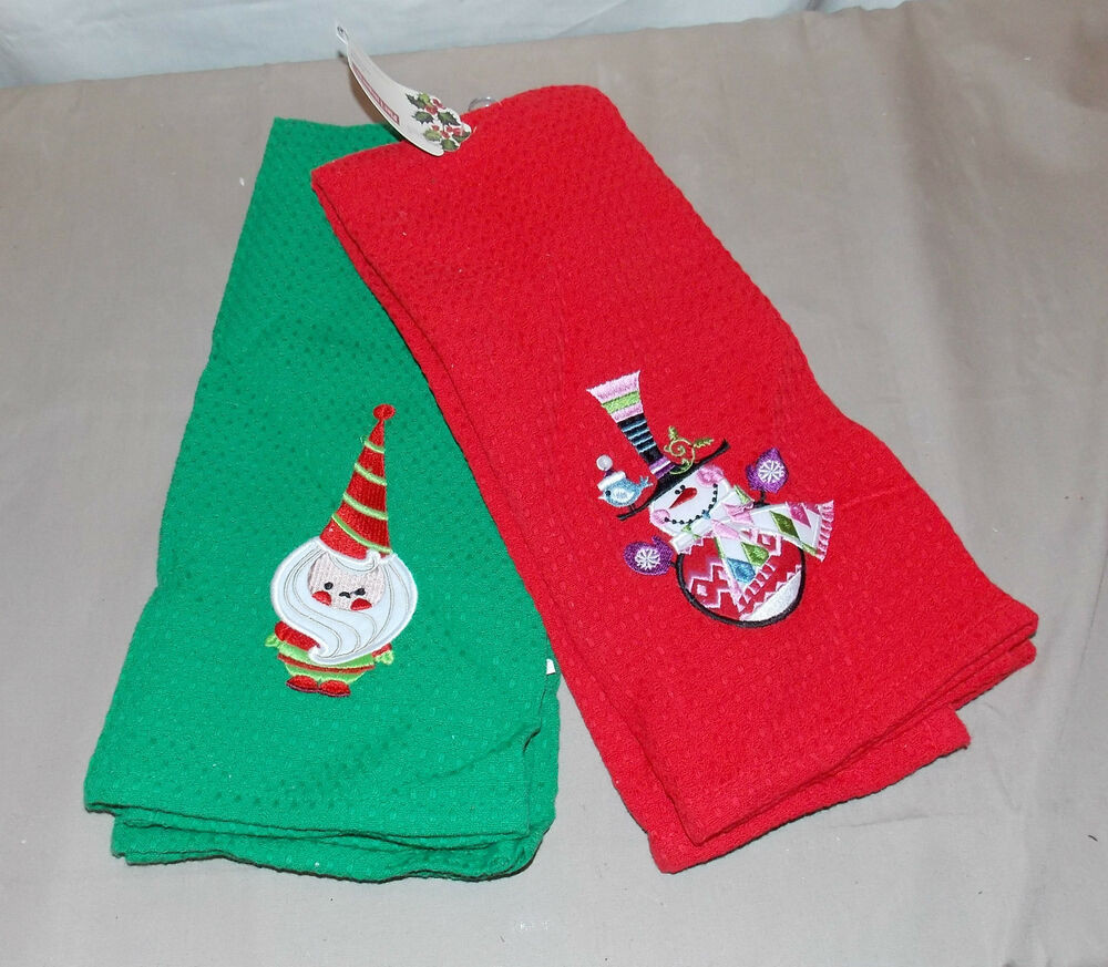 Christmas Kitchen Towels
 New 2pc CHRISTMAS SNOWMAN & SANTA CLAUS KITCHEN DISH HAND