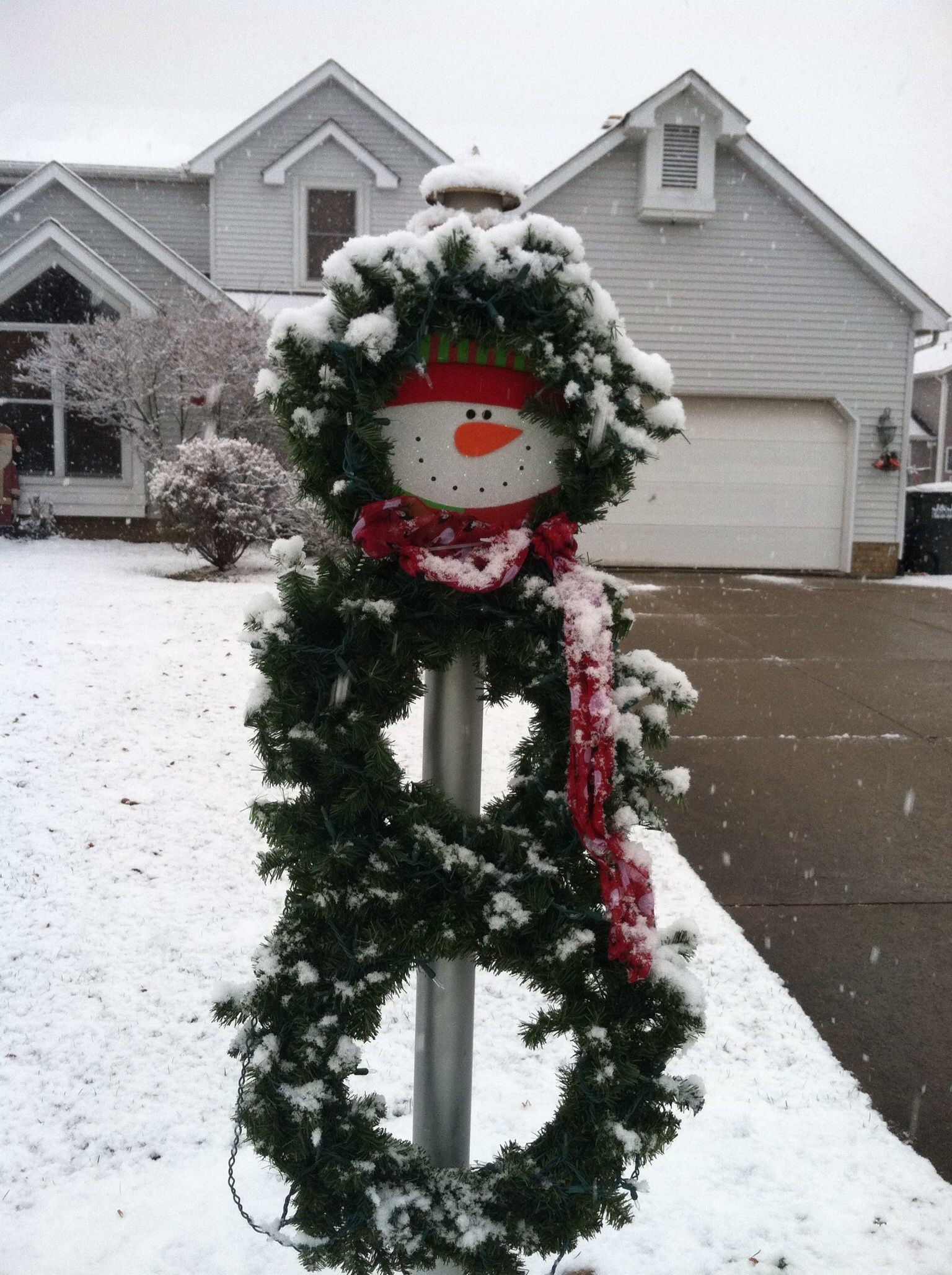 Christmas Lamp Post Decoration
 Snowman wreath for lamp post