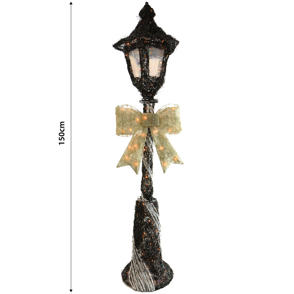 Christmas Lamp Post Decoration
 150cm Light Up Black & Silver Lamp Post Outdoor Christmas