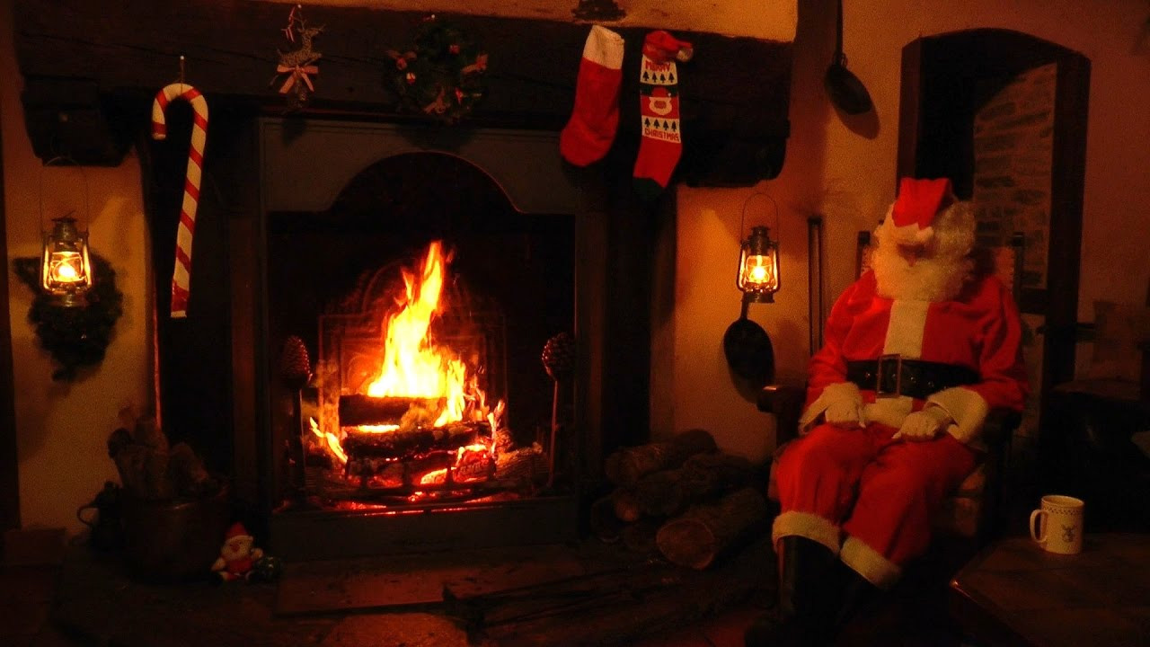 Christmas Music Fireplace
 Crackling Fireplace Scene with Santa and Relaxing