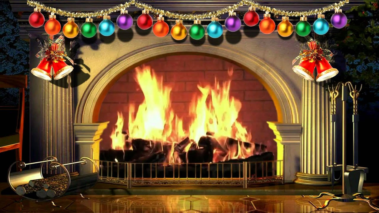 christmas music fireplace screensaver