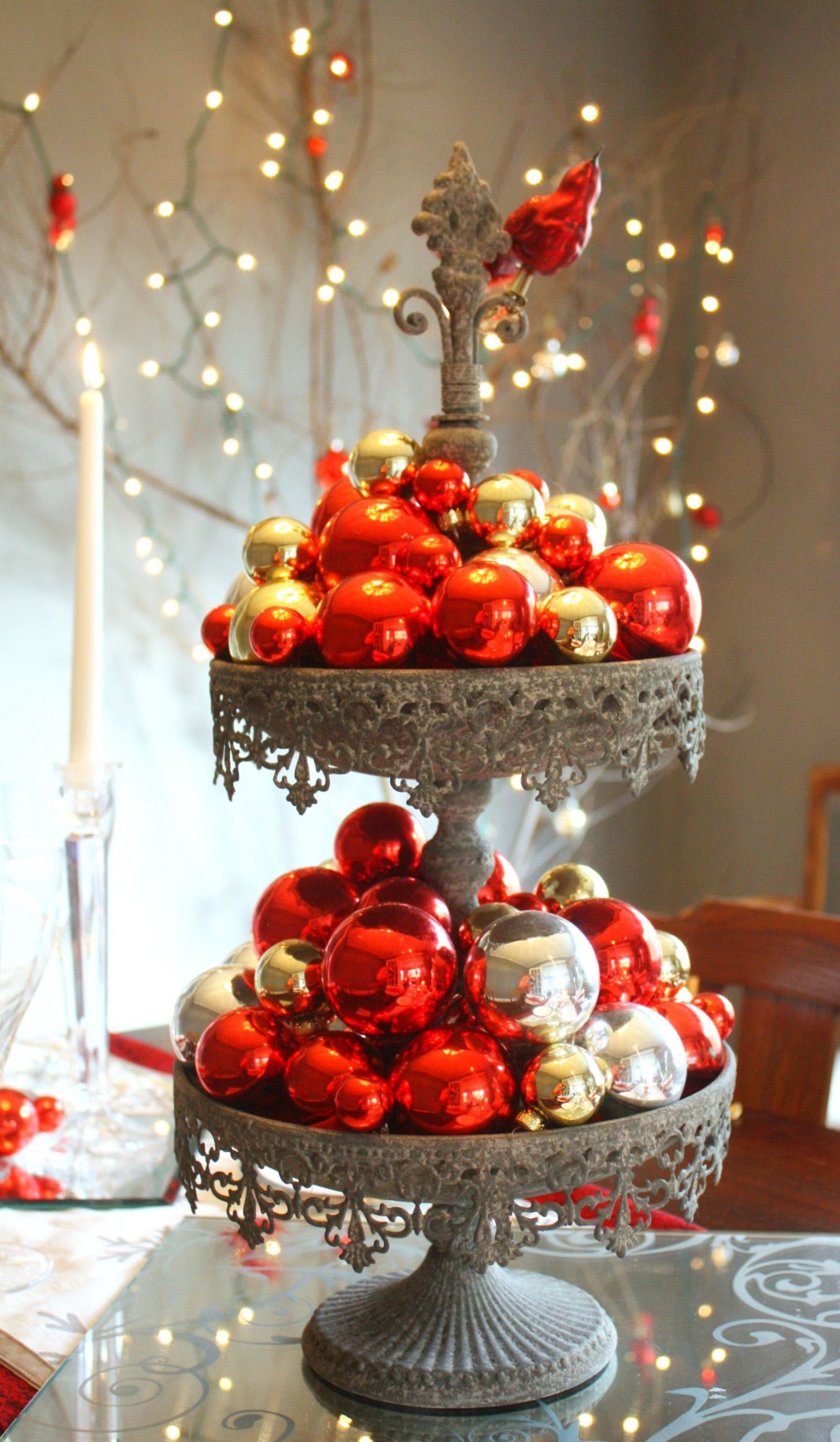 Christmas Table Centerpieces
 Red & Silver Christmas Table Setting • Craft Thyme