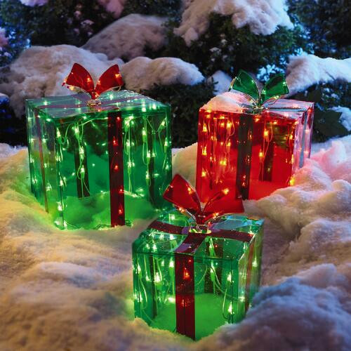 Christmas Tree Shop Patio Sets
 Lighted Outdoor Gift Boxes Set of 3