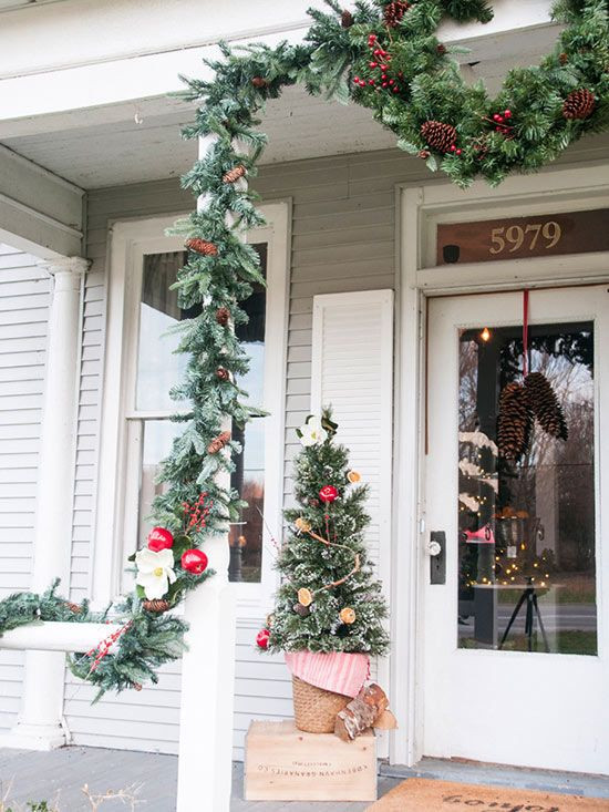 Christmas Trees For Porch
 Front Porch Christmas Trees Design Decoration