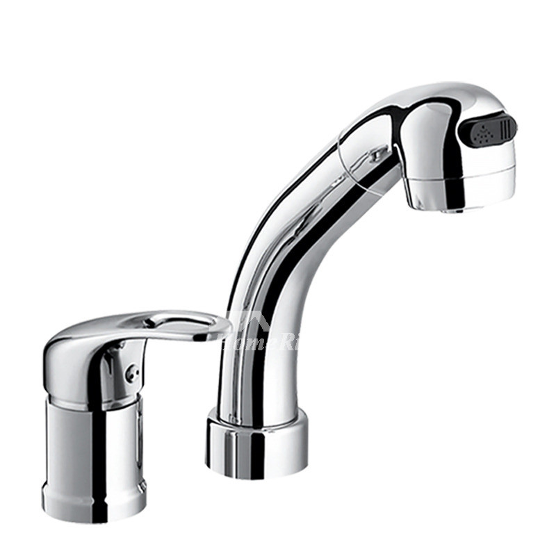 Chrome Single Handle Bathroom Faucet
 Pull Out Bathroom Faucet Silver Chrome 2 Hole Brass Single