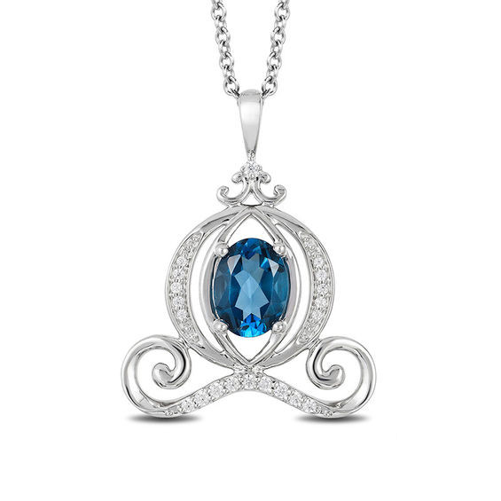 Cinderella Carriage Necklace
 Enchanted Disney Cinderella Oval London Blue Topaz and 1