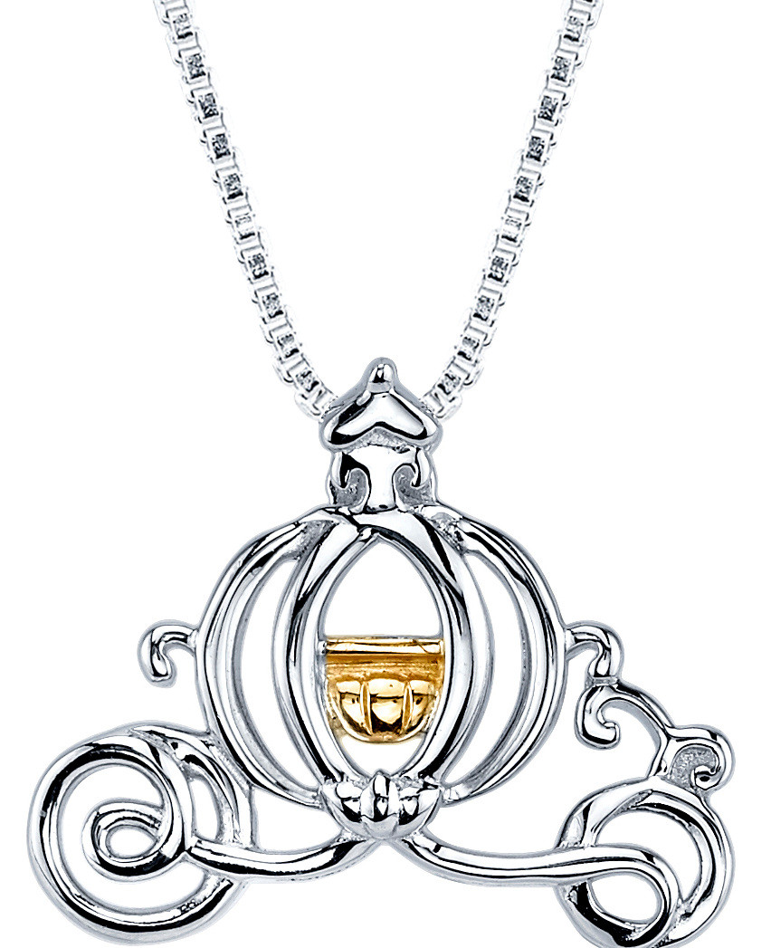 Cinderella Carriage Necklace
 18" Disney 10K Yellow Gold & Sterling Silver Cinderella