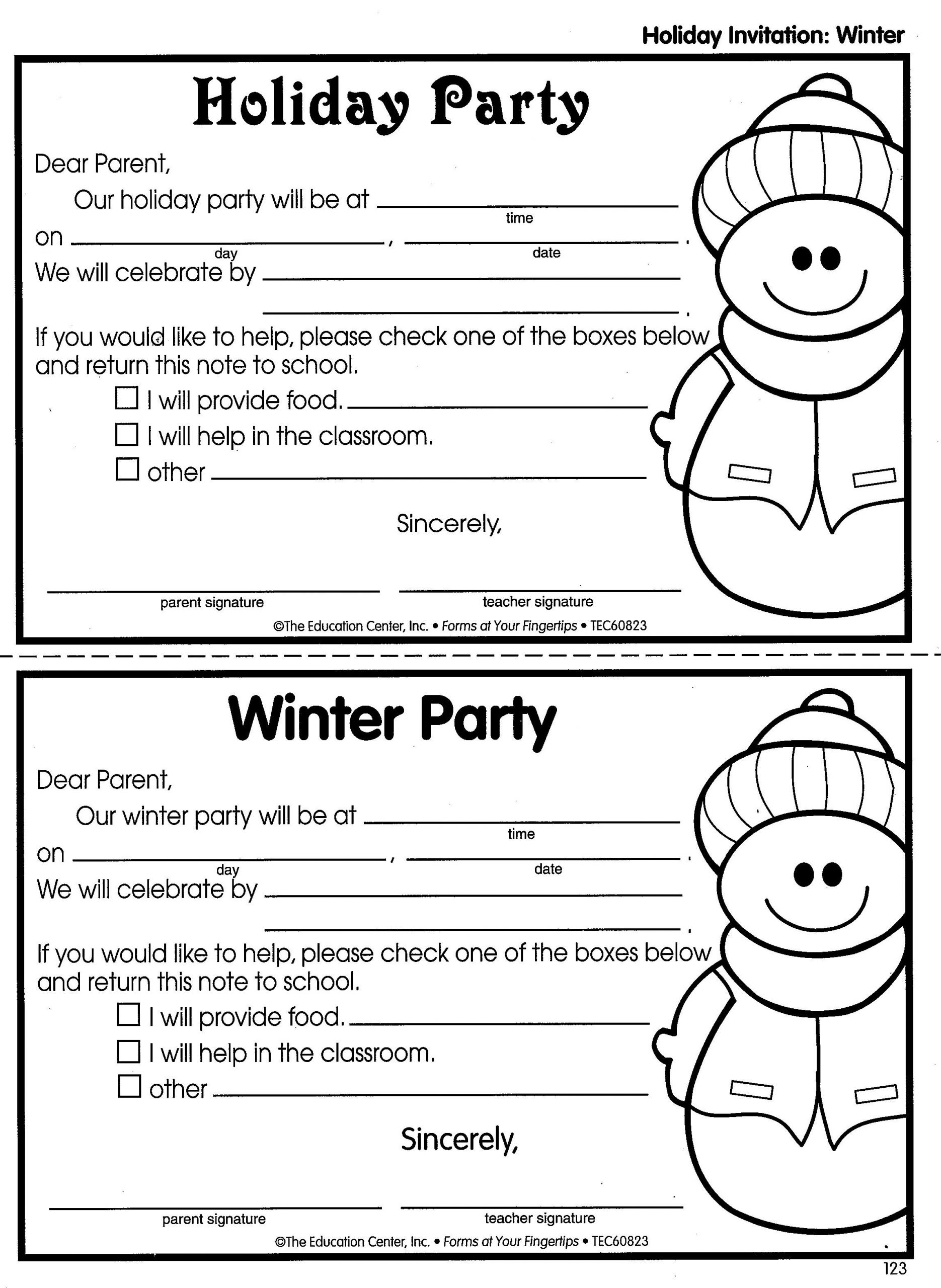 Classroom Holiday Party Ideas
 Holiday Party Winter Party classroom invitations