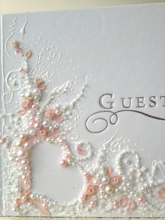 Classy Wedding Guest Book
 Personalized wedding guest book elegant guest by PureBeautyArt