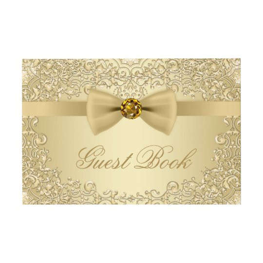 Classy Wedding Guest Book
 Elegant Gold Wedding Party Event Guest Book
