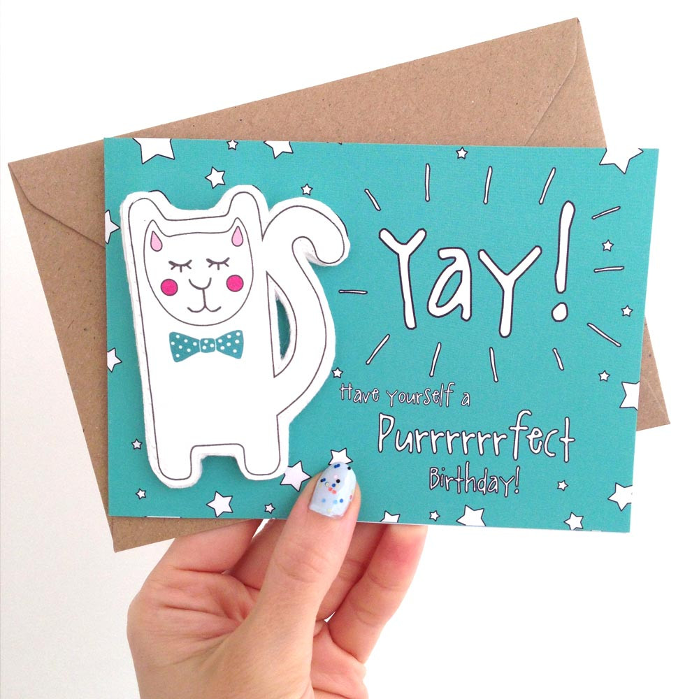 Clever Birthday Cards
 Yay Clever Puss Birthday Finger Puppet Card Nook and