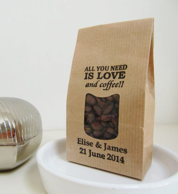 Coffee Wedding Favors DIY
 Coffee Favor Bags LOVE AND COFFEE Rustic Wedding Favor