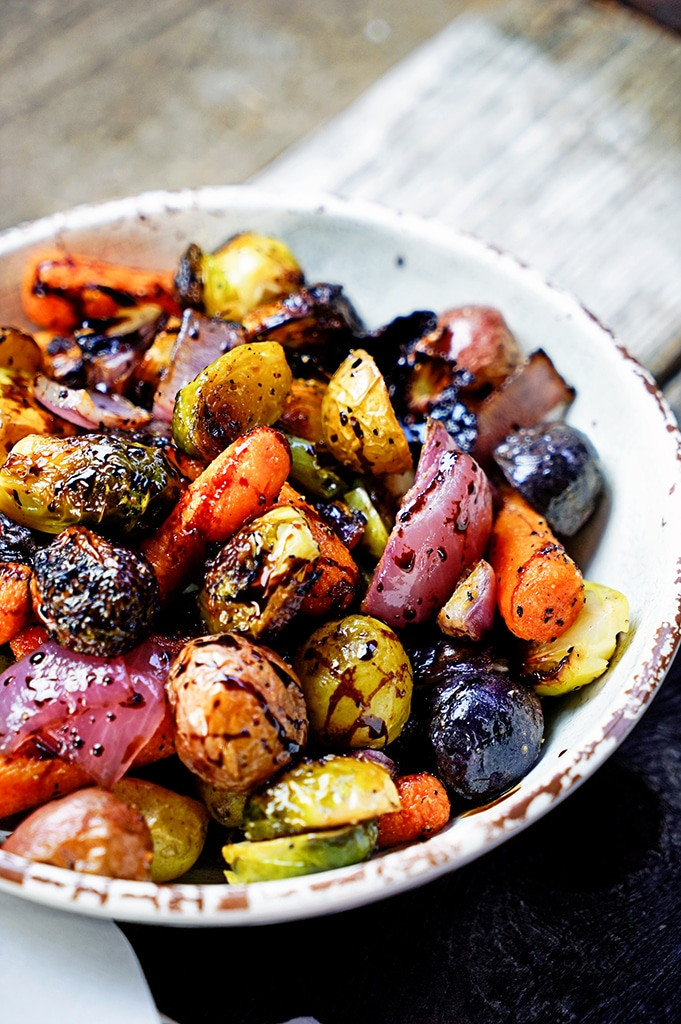 Cold Veggie Side Dishes
 Easy Roasted Ve ables with Honey and Balsamic Syrup