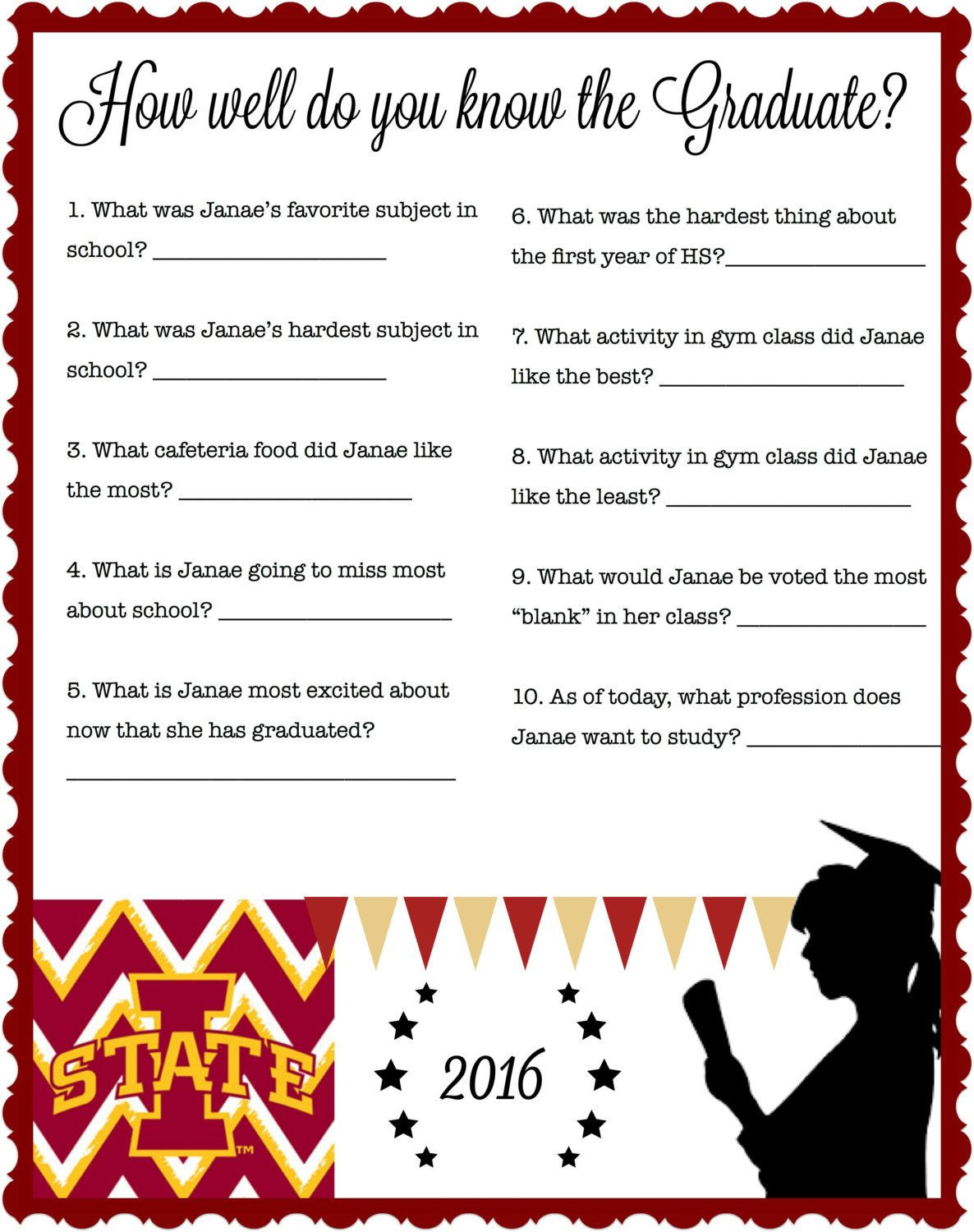 College Graduation Party Game Ideas
 College Graduation Party Game Who knows the graduate the