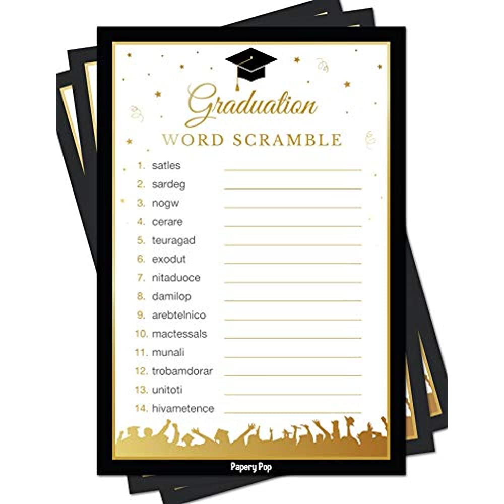 College Graduation Party Game Ideas
 2020 Graduation Party Word Scramble Game Cards 50 Pack