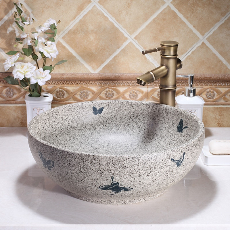 Color Bathroom Sink
 Round Western antique chinese ceramic colored bathroom