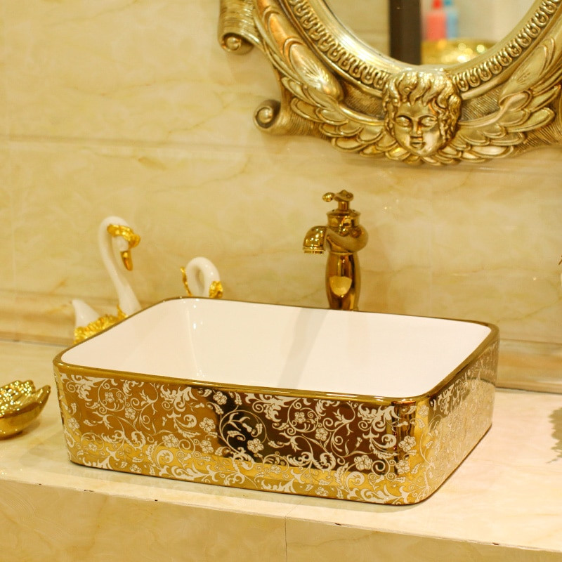 Color Bathroom Sink
 Aliexpress Buy Gold color Bathroom Cloakroom Ceramic